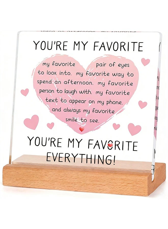 Happy D Appreciation Gift for Her Him Anniversary Valentine's Day Couple Gift for Boyfriend Girlfriend I Love You Transparent Desk Decoration Sign Wedding Home Office Souvenir Gift Acrylic Sign with Wooden Stand - Image 1